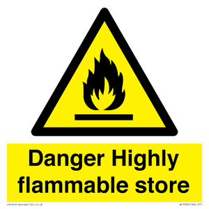 Danger Highly flammable store sign